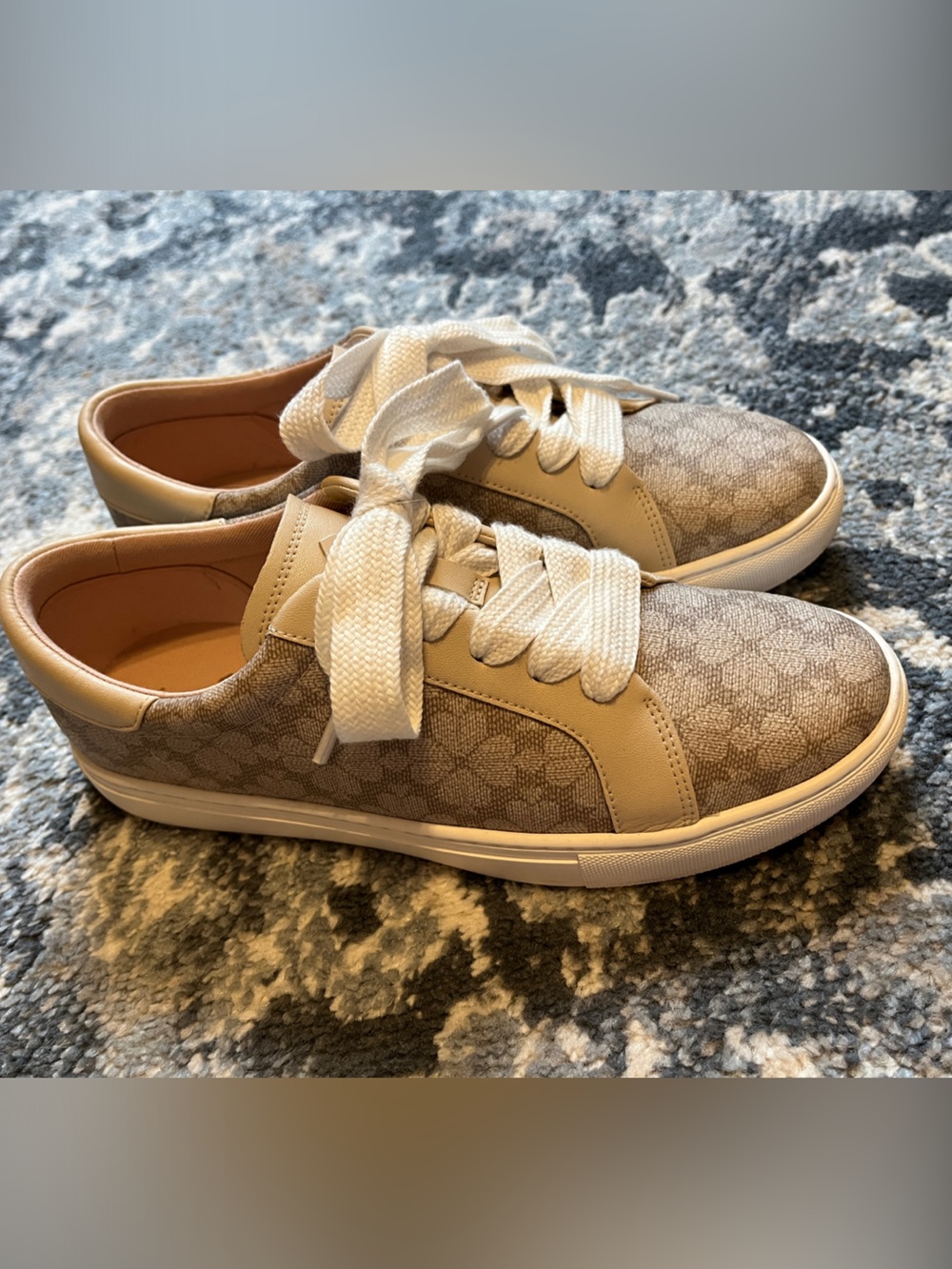 Kate Spade Beige Monogram Low-Top Sneakers